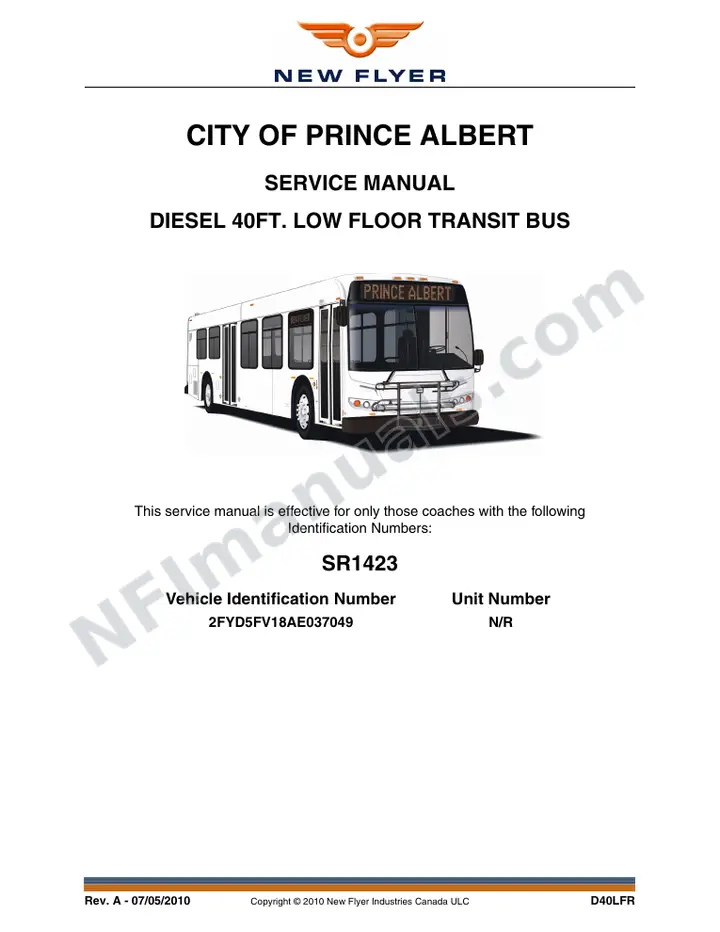 SR1423 Service Manual, City of Prince Albert first-page preview