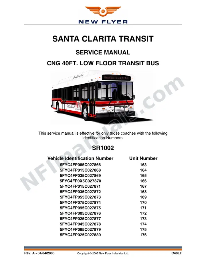 SR1002 Service Manual, Santa Clarita Transit first-page preview
