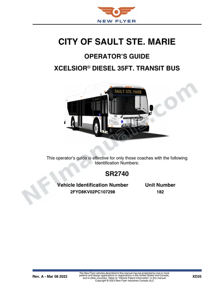 SR2740 Operator's Guide, City of Sault Ste. Marie first-page preview