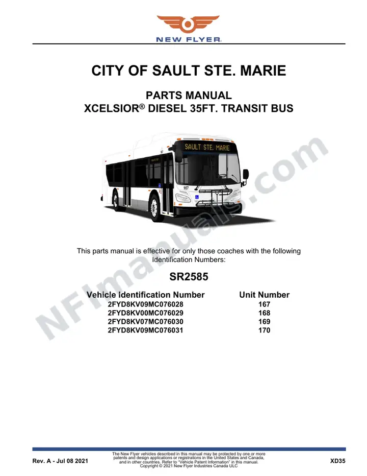 SR2585 Parts Manual, City of Sault Ste. Marie first-page preview