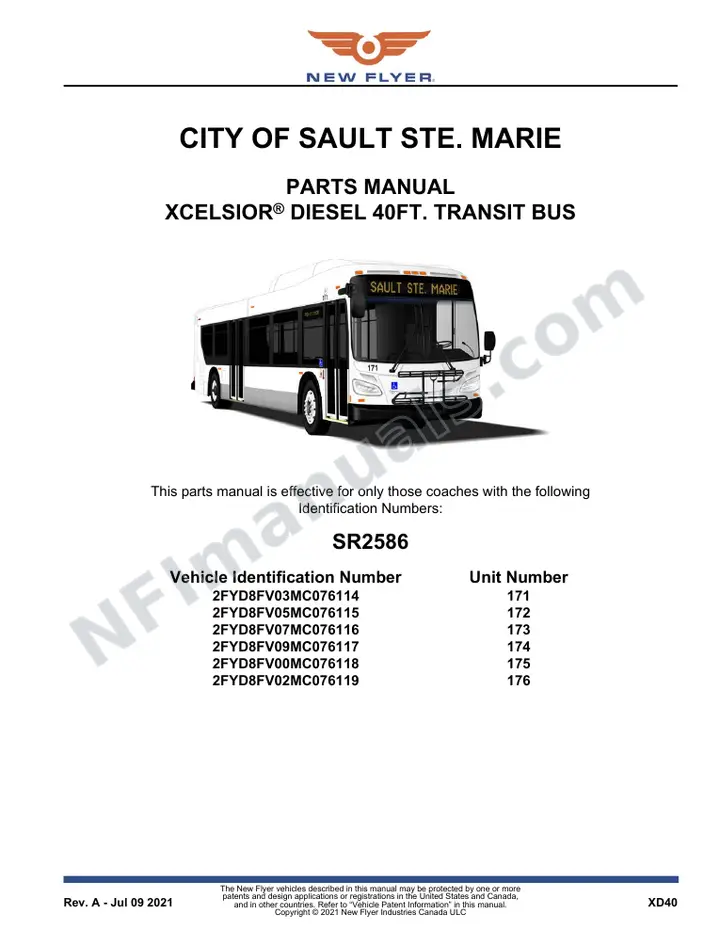 SR2586 Parts Manual, City of Sault Ste. Marie first-page preview