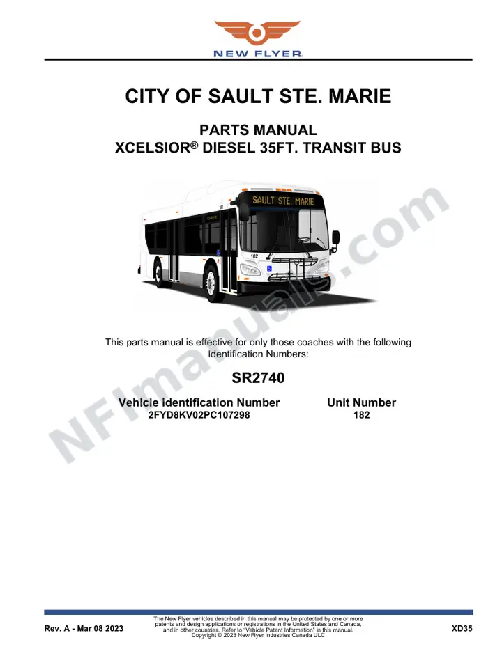 SR2740 Parts Manual, City of Sault Ste. Marie first-page preview