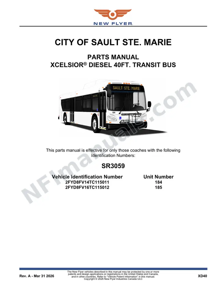 SR3059 Parts Manual, City of Sault Ste. Marie first-page preview