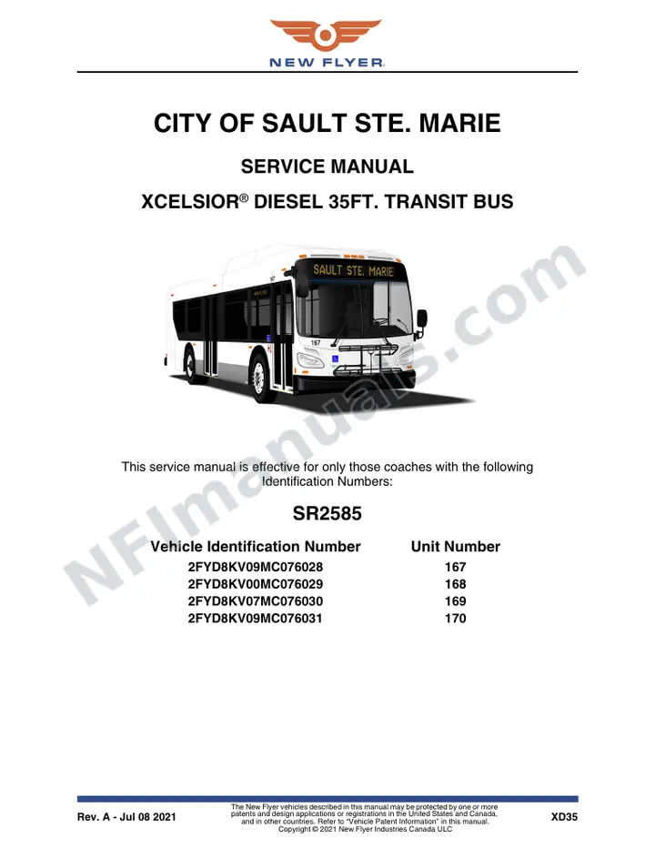 SR2585 Service Manual, City of Sault Ste. Marie first-page preview