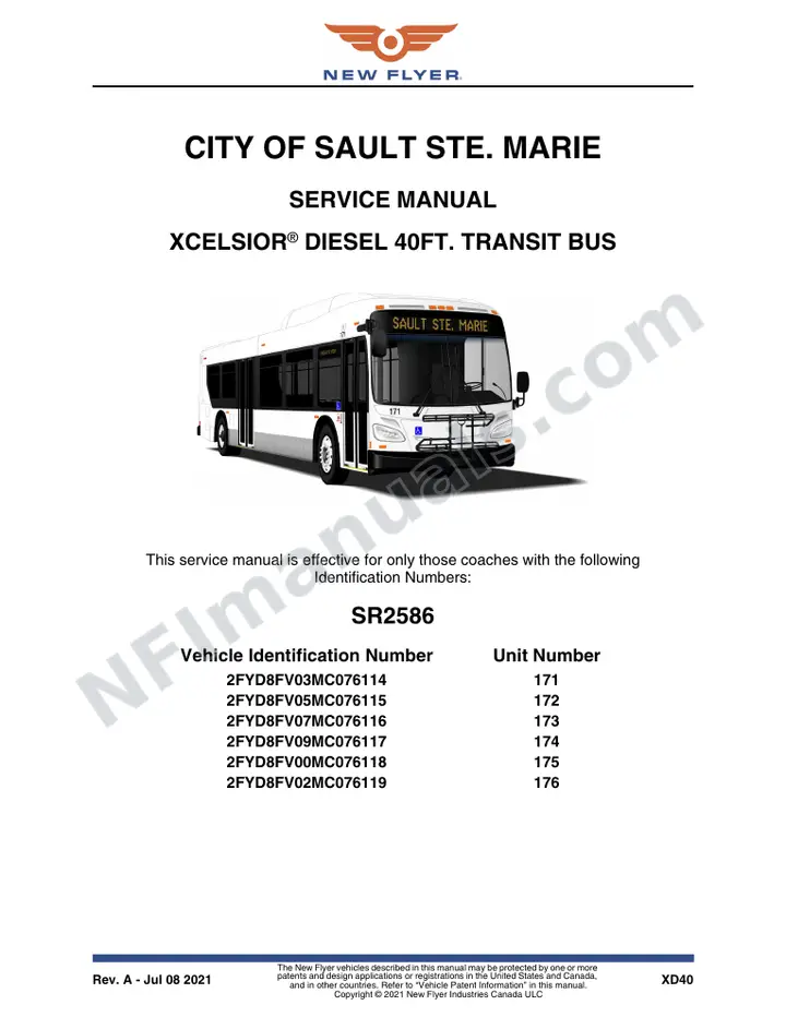 SR2586 Service Manual, City of Sault Ste. Marie first-page preview
