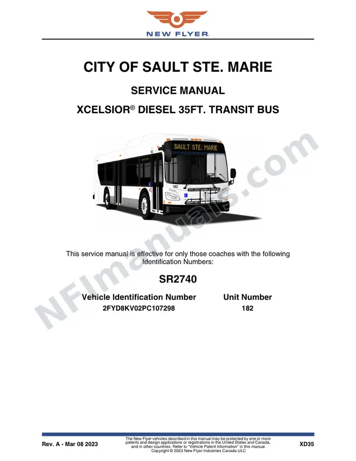 SR2740 Service Manual, City of Sault Ste. Marie first-page preview