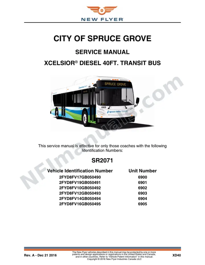 SR2071 Service Manual, City of Spruce Grove first-page preview