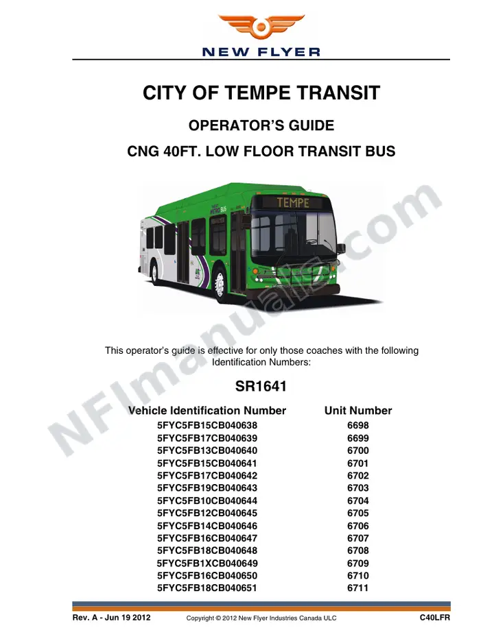 SR1641 Operator's Guide, City of Tempe Transit first-page preview