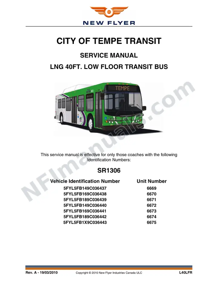 SR1306 Service Manual, Cirty of Tempe Transit first-page preview
