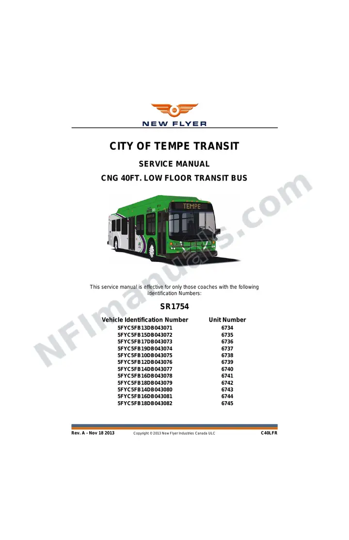 SR1754/1795 Service Manual, City of Tempe Transit first-page preview