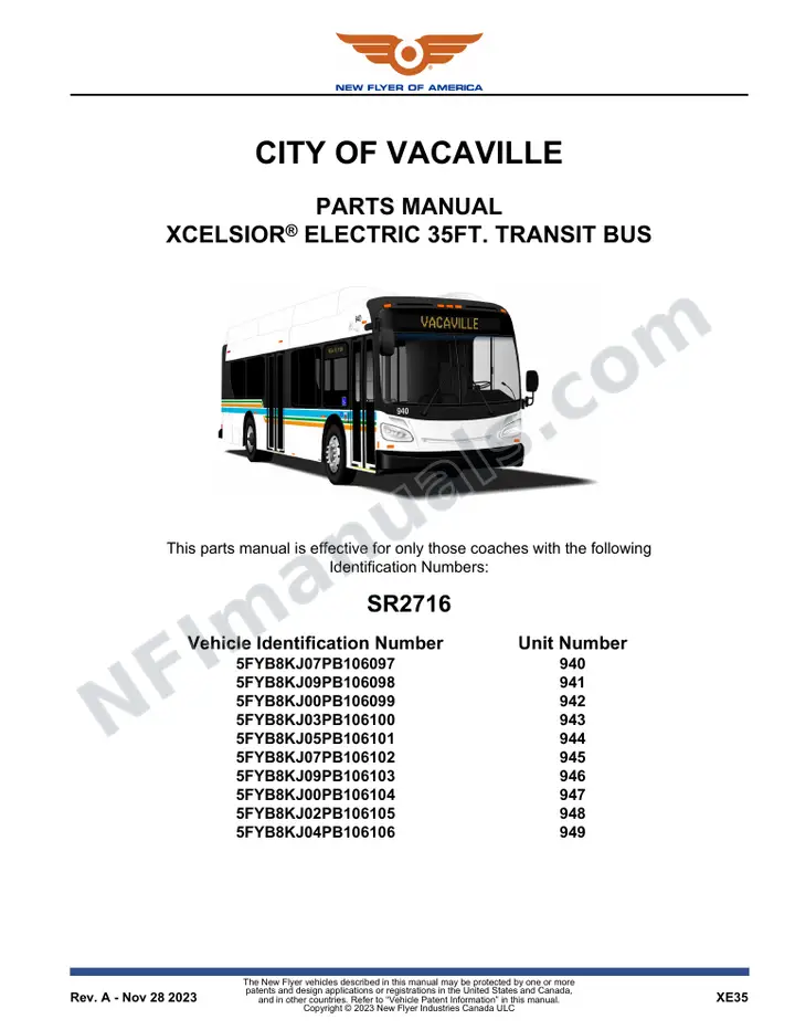 SR2716 Parts Manual, City of Vacaville first-page preview