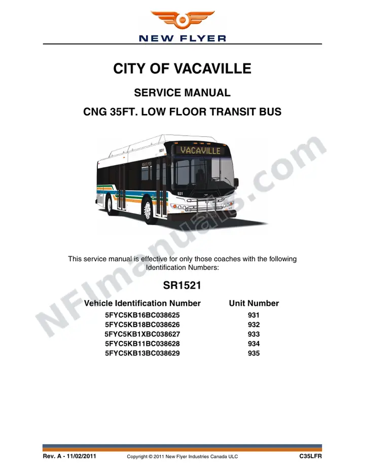 SR1521 Service Manual, City of Vacaville first-page preview