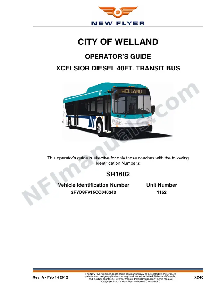 SR1602 Operator's Guide, City of Welland first-page preview