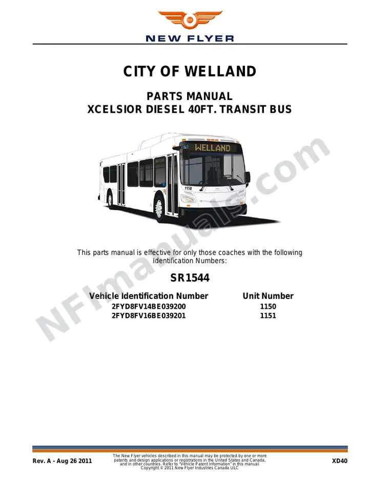 SR1544 Parts Manual, City of Welland first-page preview