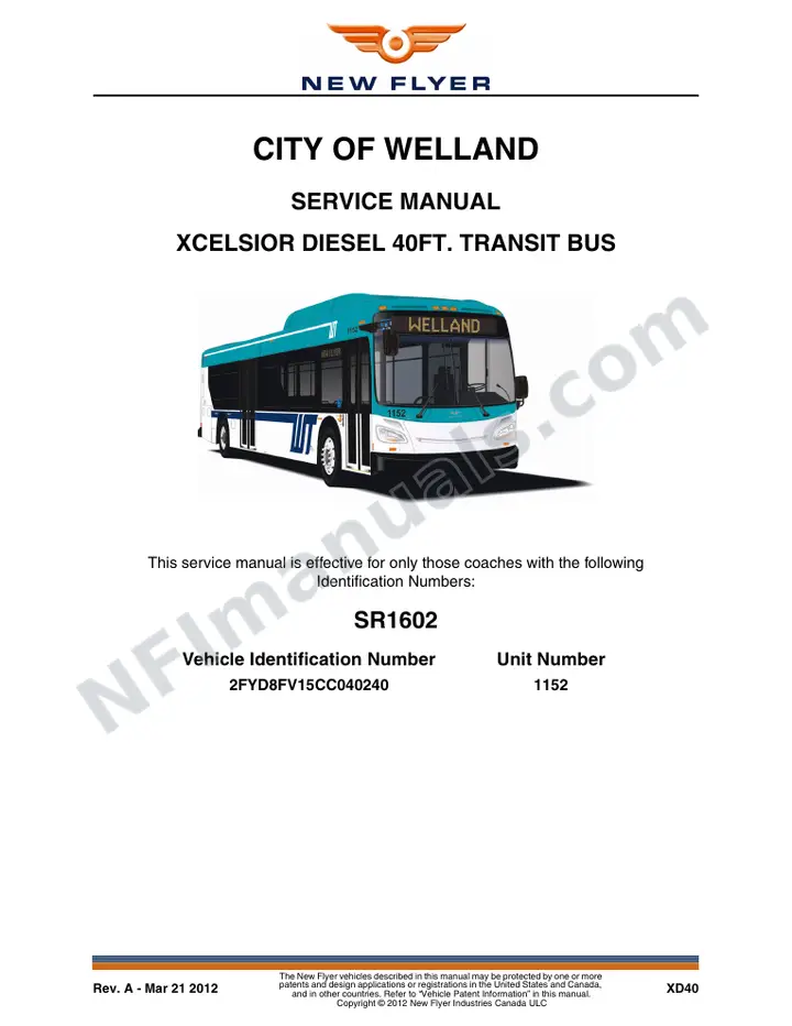 SR1602 Service Manual, City of Welland first-page preview