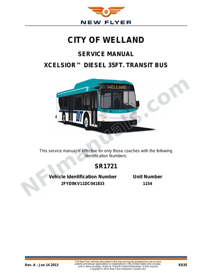 SR1721 Service Manual, City of Welland first-page preview