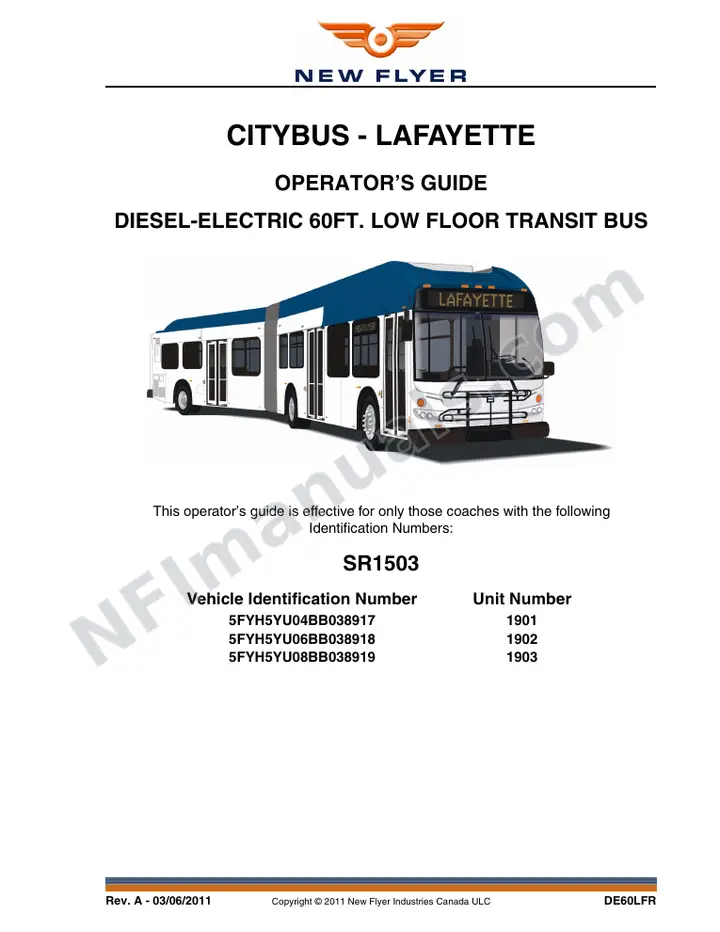 SR1503 Operator's Guide, CityBus - Lafayette first-page preview