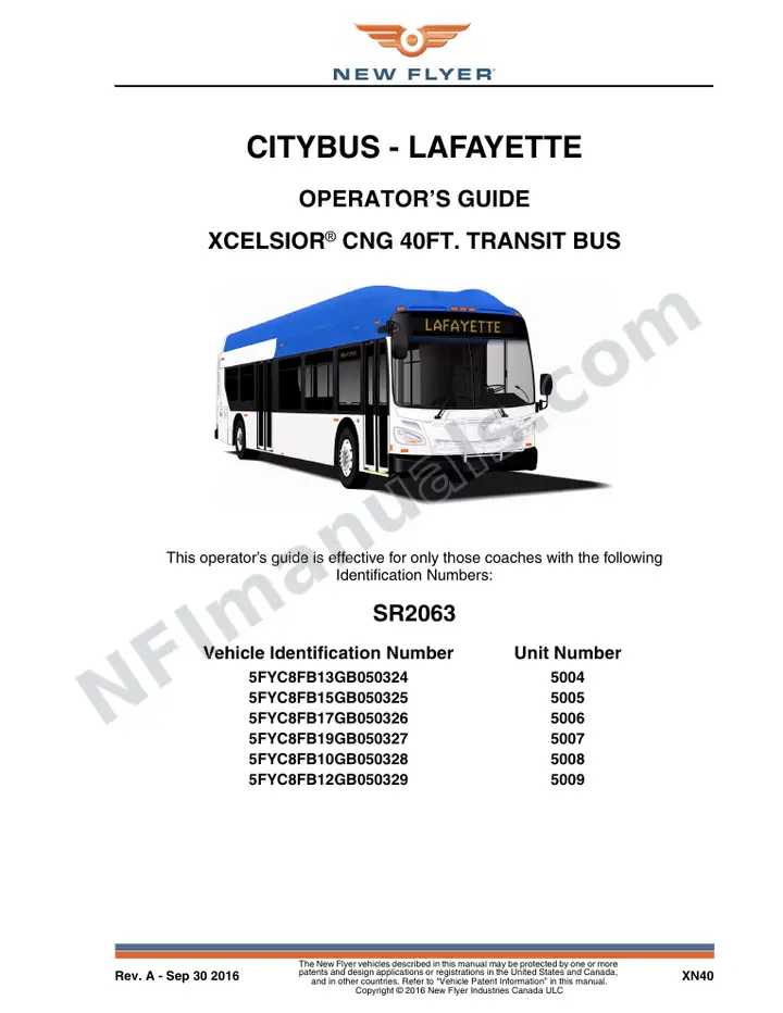 SR2063 Operator's Guide, CityBus - Lafayette first-page preview