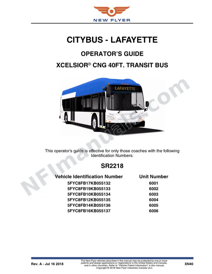 SR2218 Operator's Guide, CityBus - Lafayette first-page preview
