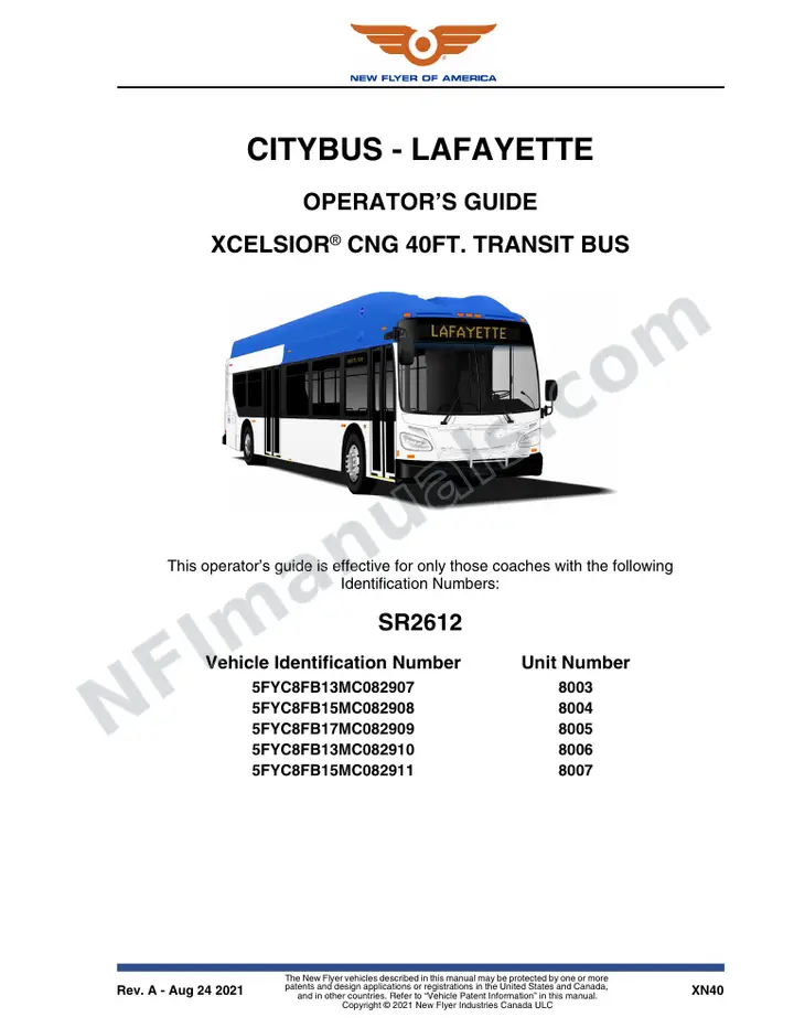 SR2612 Operator's Guide, CityBus - Lafayette first-page preview
