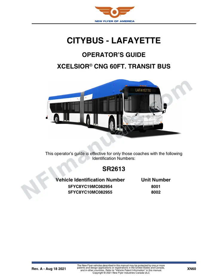 SR2613 Operator's Guide, CityBus - Lafayette first-page preview