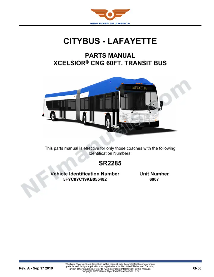 SR2285 Parts Manual, CityBus - Lafayette first-page preview