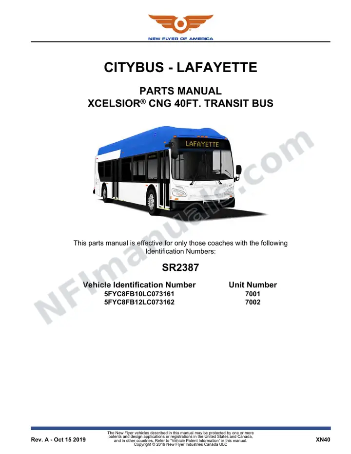 SR2387 Parts Manual, CityBus - Lafayette first-page preview