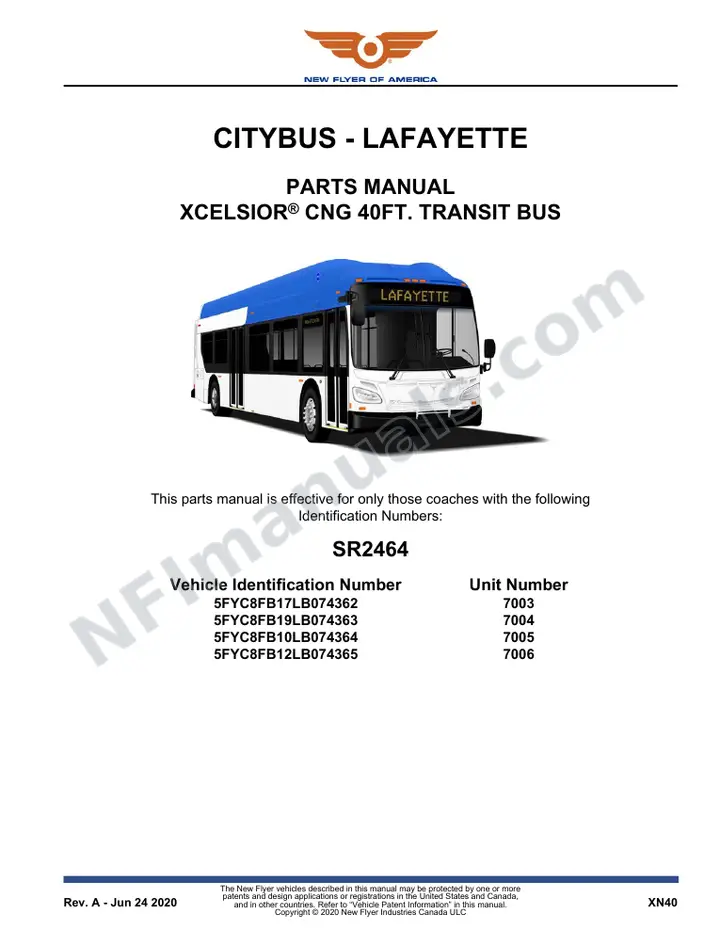 SR2464 Parts Manual, CityBus - Lafayette first-page preview