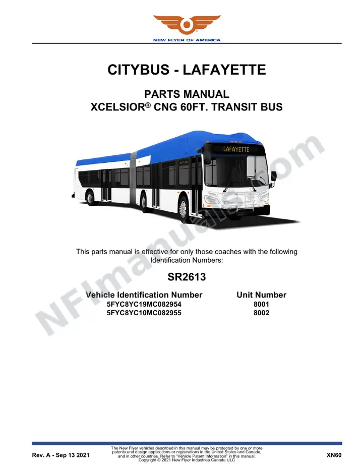 SR2613 Parts Manual, CityBus - Lafayette first-page preview