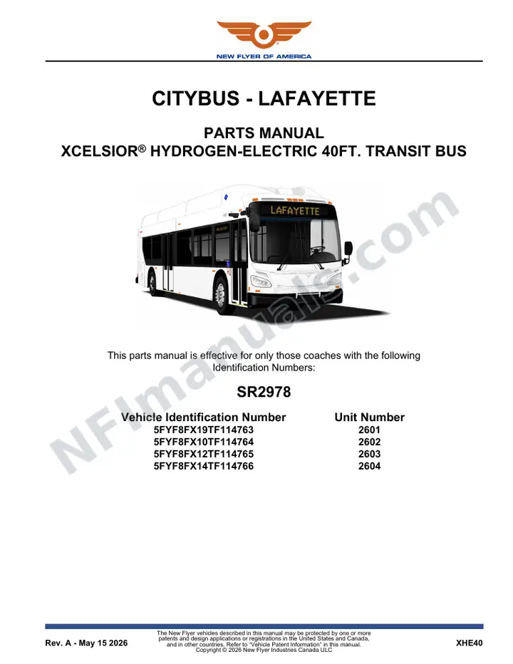 SR2978 Parts Manual, CityBus - Lafayette first-page preview