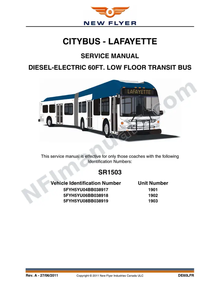 SR1503 Service Manual, CityBus - Lafayette first-page preview