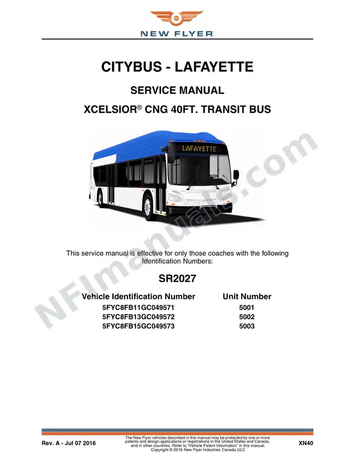SR2027 Service Manual, CityBus - Lafayette first-page preview