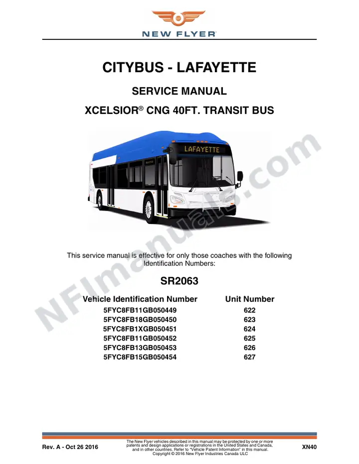 SR2063 Service Manual, CityBus Lafayette first-page preview