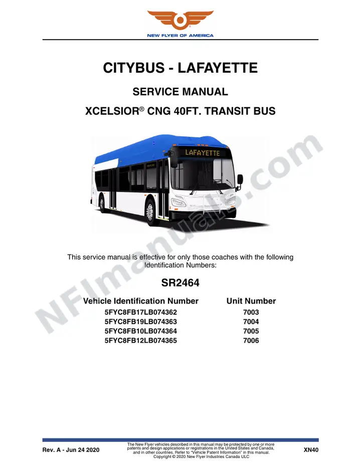 SR2464 Service Manual, CityBus - Lafayette first-page preview