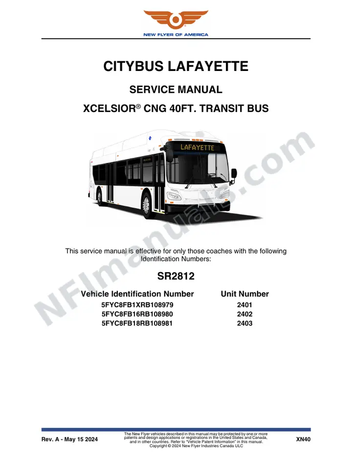 SR2812 Service Manual, Citybus - Lafayette first-page preview