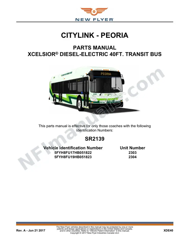 SR2139 Parts Manual, CityLink - Peoria first-page preview