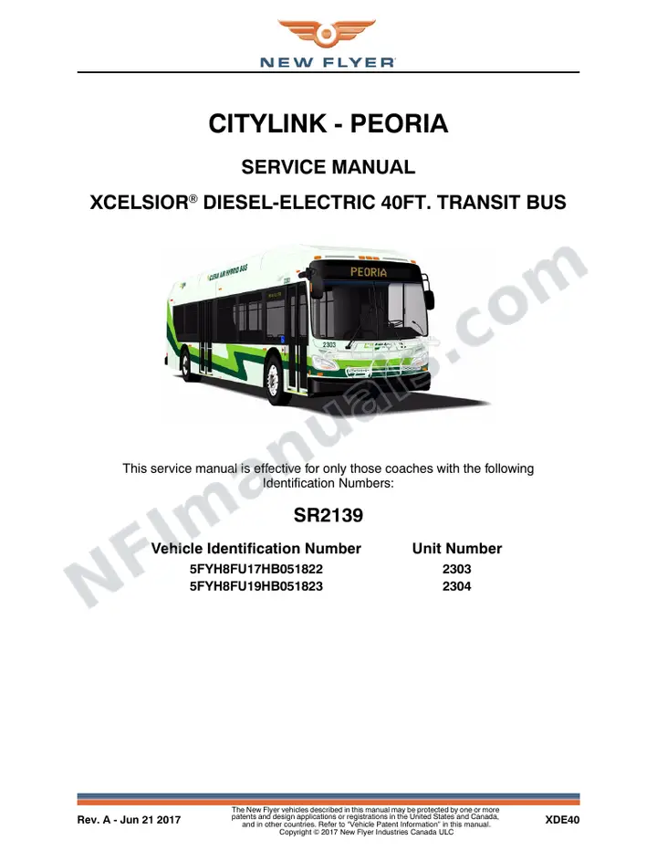 SR2139 Service Manual, Citylink - Peoria first-page preview
