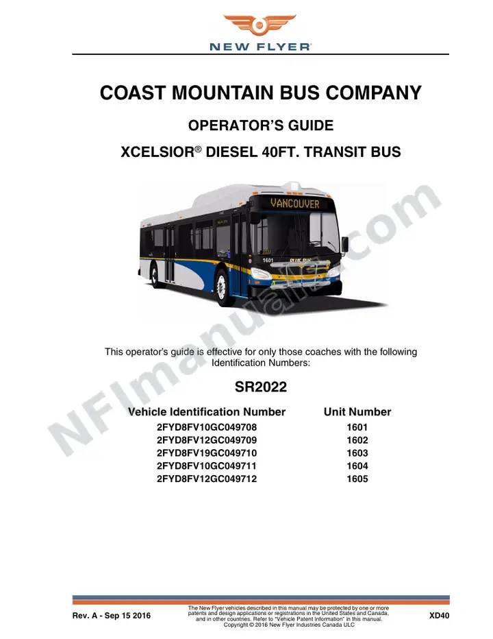 SR2022 Operator's Guide, Coast Mountain Bus Company first-page preview