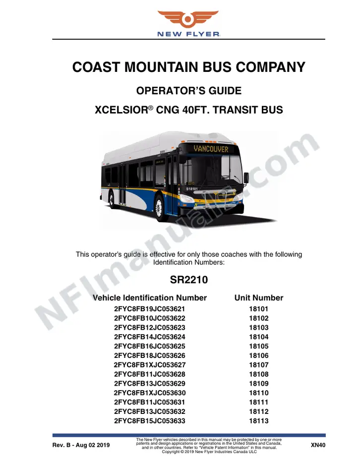 SR2210 Operator's Guide, Coast Mountain Bus Company first-page preview
