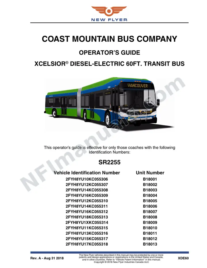 SR2255 Operator's Guide, Coast Mountain Bus Company first-page preview