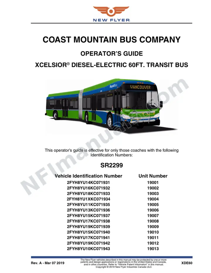SR2299 Operator's Guide, Coast Mountain Bus Company first-page preview