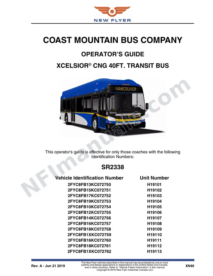 SR2338 Operator's Guide, Coast Mountain Bus Company first-page preview