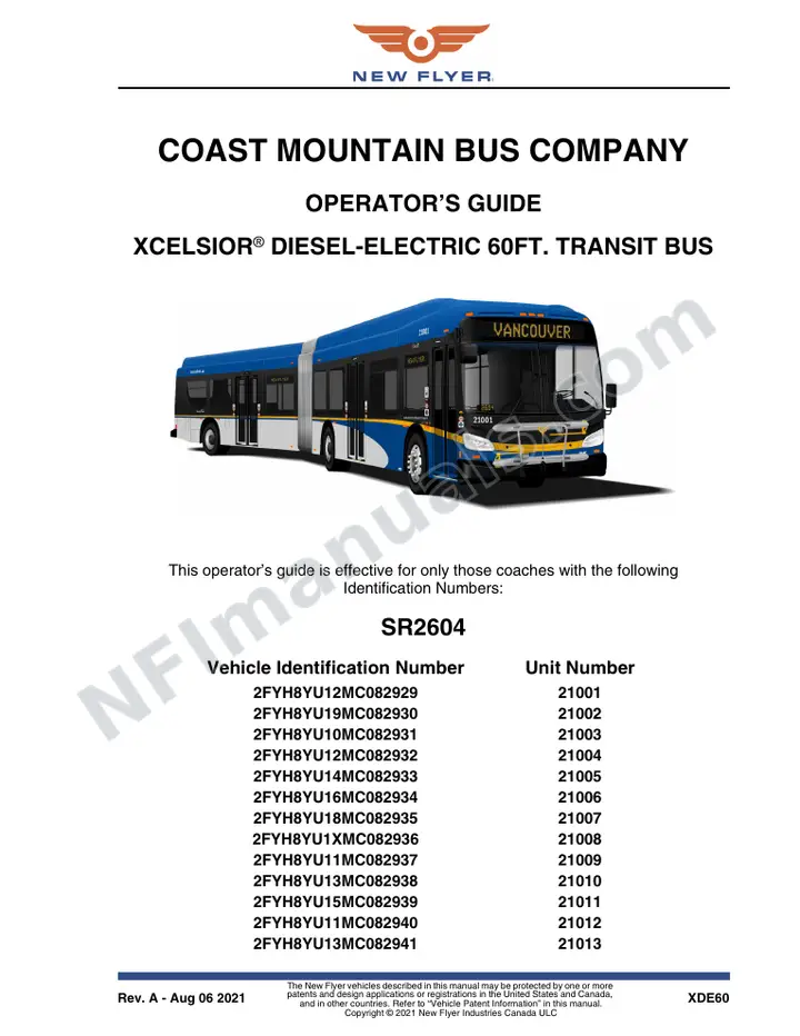 SR2604 Operator's Guide, Coast Mountain Bus Company first-page preview