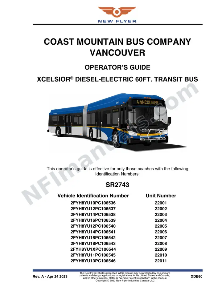 SR2743 Operator's Guide, Coast Mountain Bus Company - Vancouver first-page preview