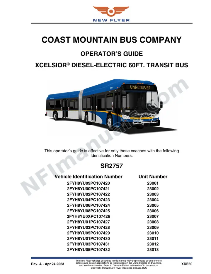 SR2757 Operator's Guide, Coast Mountain Bus Company first-page preview