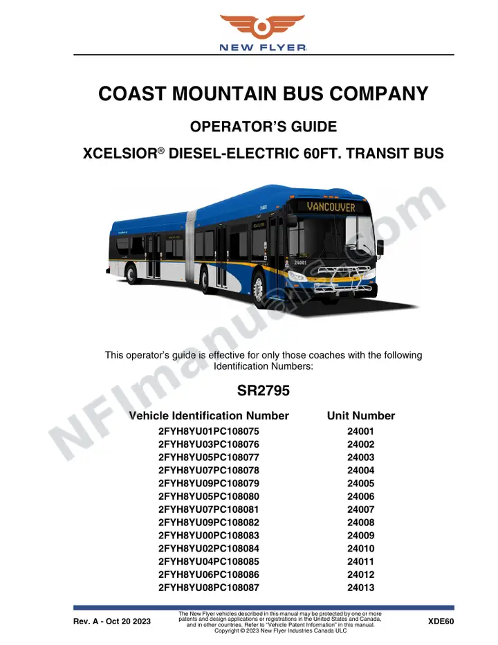 SR2795 Operator's Guide, Coast Mountain Bus Company first-page preview