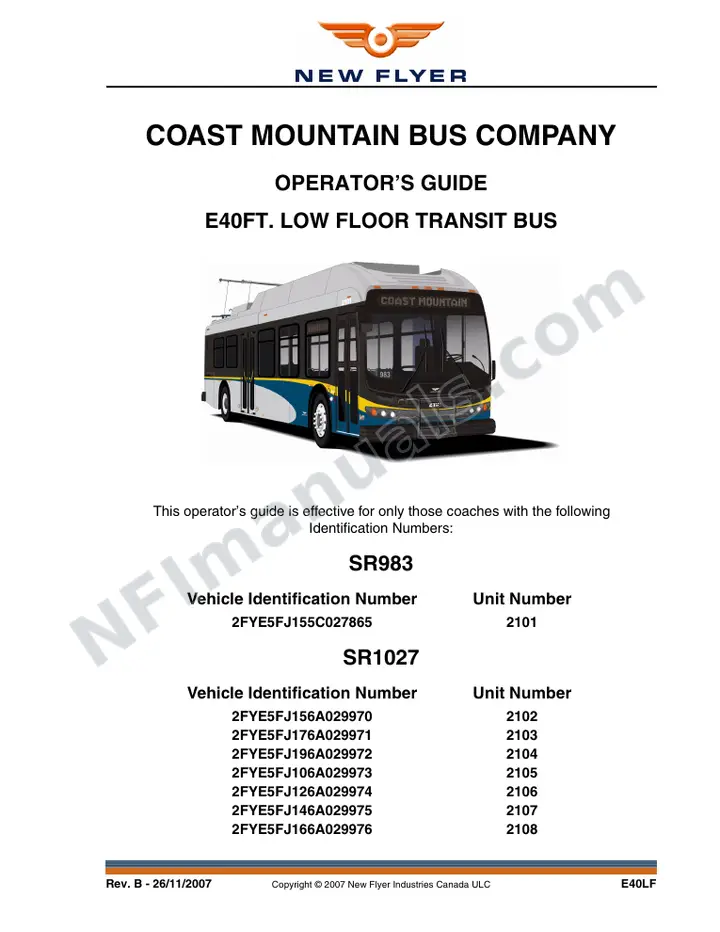 SR983_1027 Operator's Guide, Coast Mountain Bus Company first-page preview