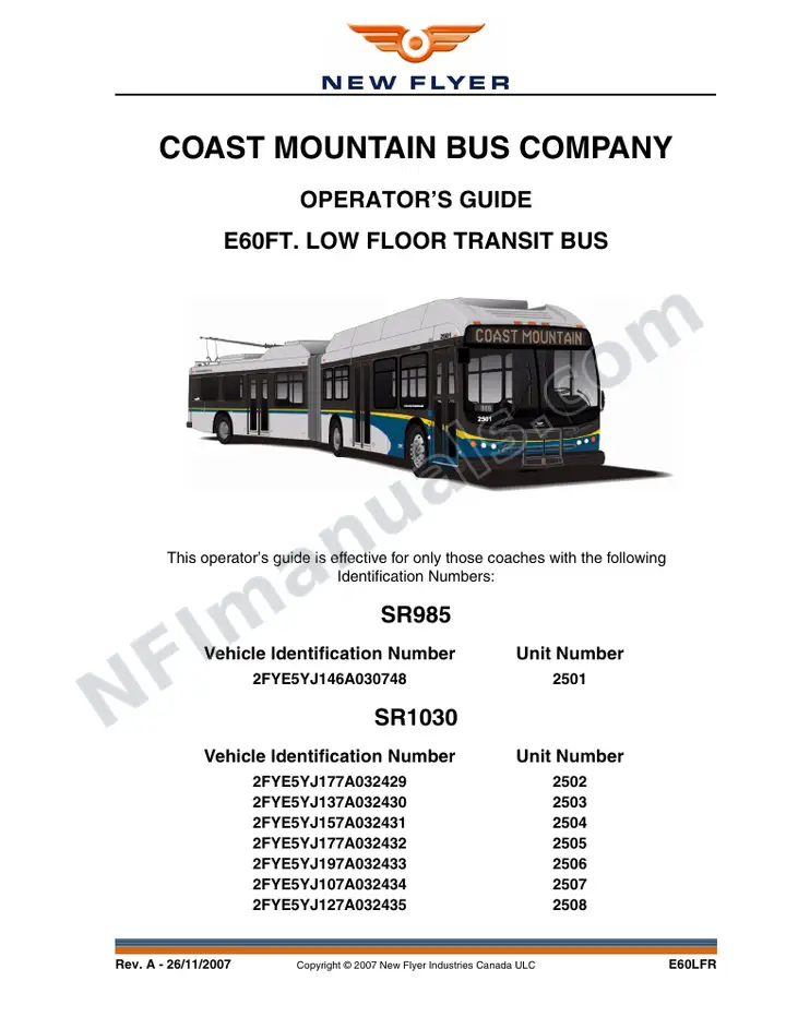 SR985_1030 Operator's Guide, Coast Mountain Bus Company first-page preview