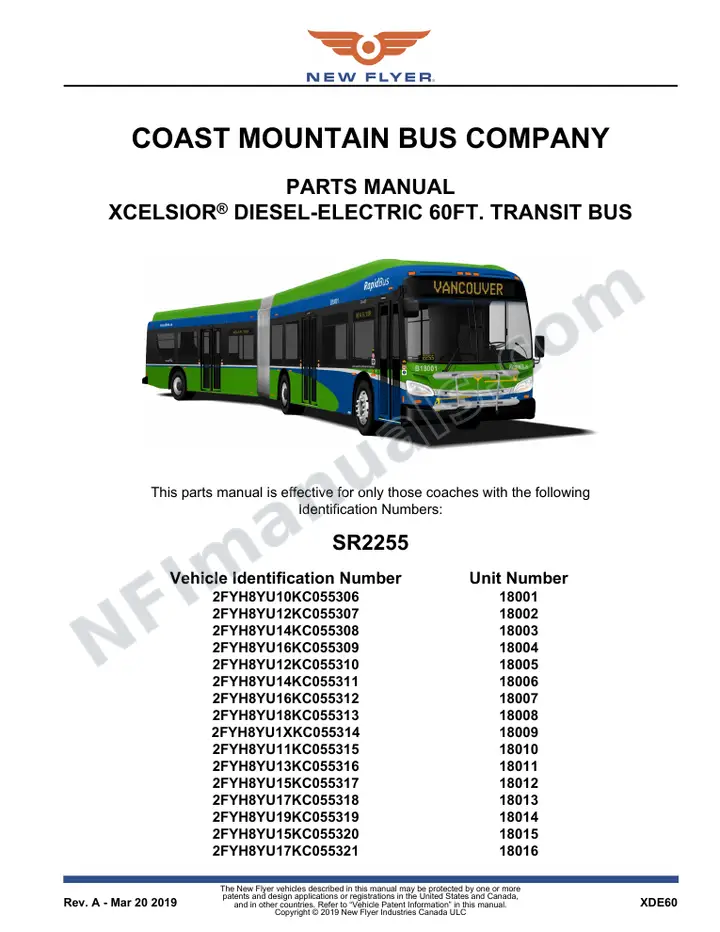 SR2255 Parts Manual, Coast Mountain Bus Company first-page preview