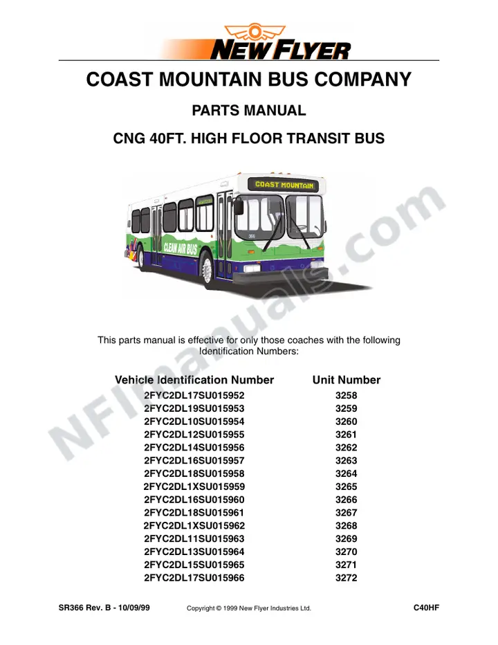 SR366 Parts Manual, Coast Mountain Bus Company first-page preview